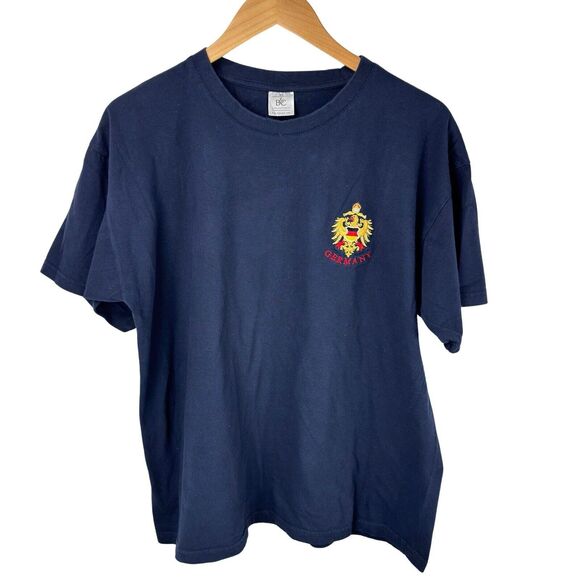 Men's Vintage B&C 150 European Style T-Shirt Germany Emblem XL Navy - Picture 1 of 9